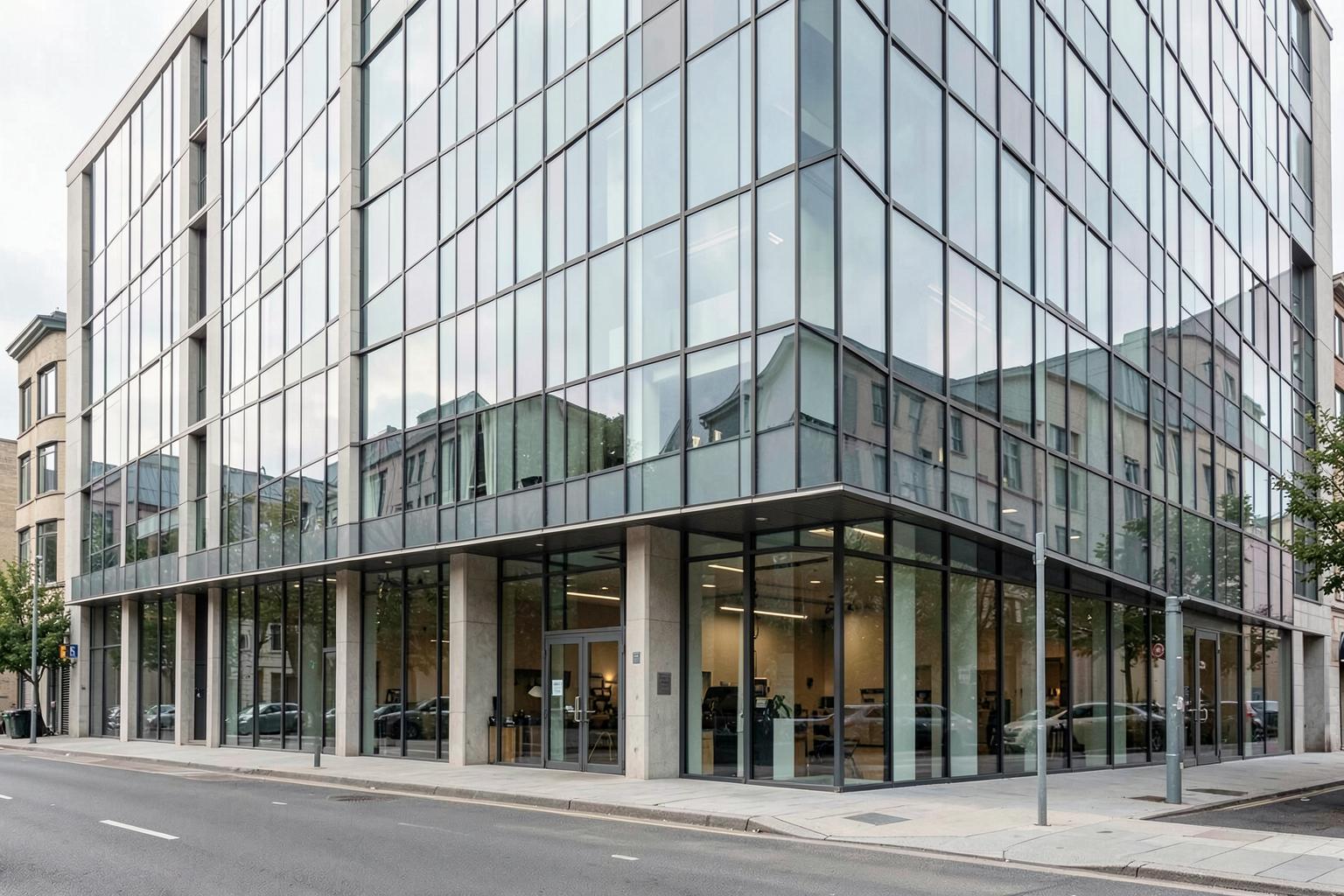 Modernes Bürogebäude mit Glasfassade